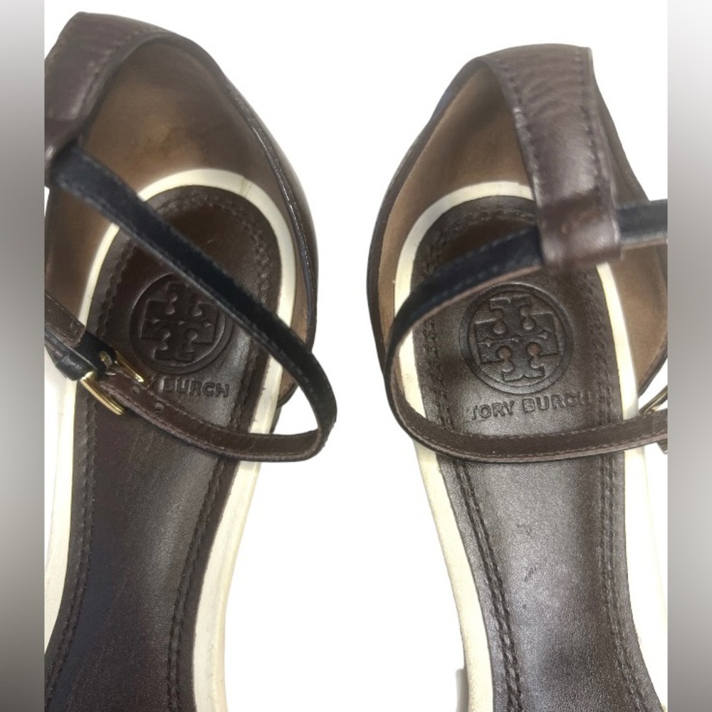 TORY BURCH | Snakeskin Embossed Leather Ankle Strap Flats - Picture 4 of 5
